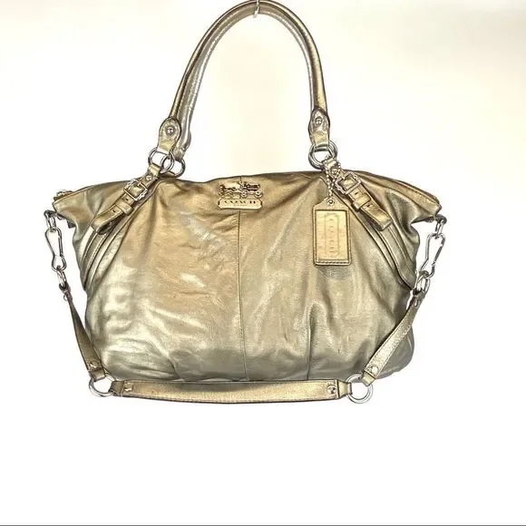 COACH Madison Sophia lg pewter leather bag 15955 - Picture 2 of 13